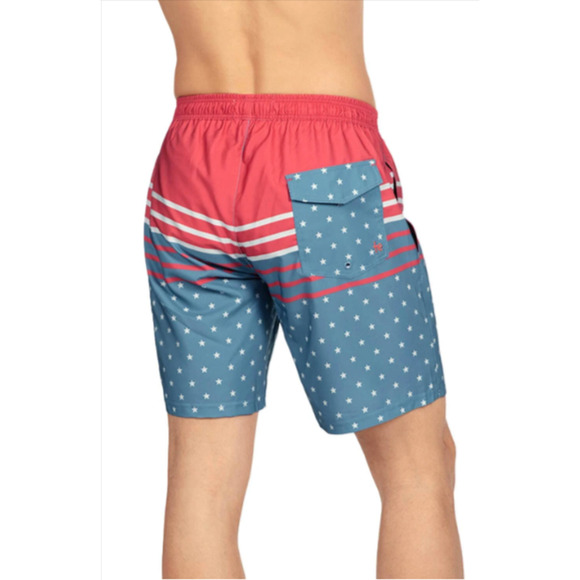 Tipsy Elves Men's Freedom's Calling Stretch Swim Trunks XXL - Picture 2 of 5